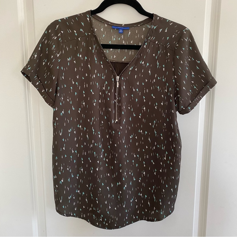 Apt 9 Zip Front Olive Top